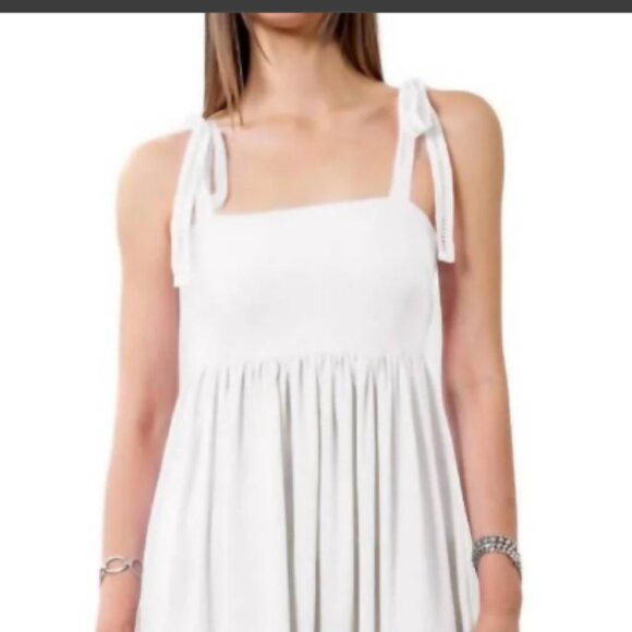 🔥 Closet Sale! Moon River White Romantic Boho Midi Dress Size L - Picture 4 of 4